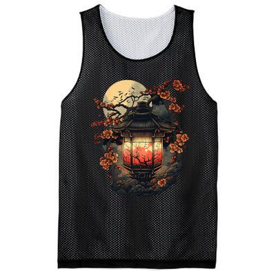 Japan Art Japanese Pagoda Lantern Sakura Blossom Aesthetic Mesh Reversible Basketball Jersey Tank