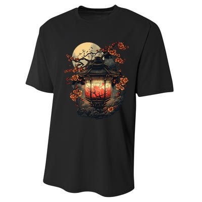 Japan Art Japanese Pagoda Lantern Sakura Blossom Aesthetic Performance Sprint T-Shirt