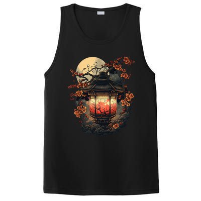 Japan Art Japanese Pagoda Lantern Sakura Blossom Aesthetic PosiCharge Competitor Tank