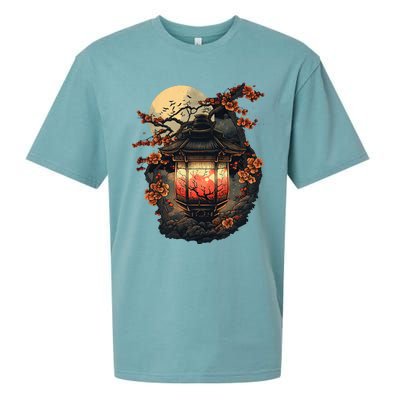 Japan Art Japanese Pagoda Lantern Sakura Blossom Aesthetic Sueded Cloud Jersey T-Shirt