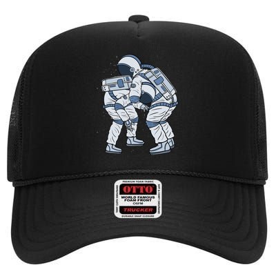 Jiu-Jitsu Astronaut Jiu Jitsu BJJ Martial Arts Combat Sport High Crown Mesh Back Trucker Hat