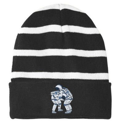 Jiu-Jitsu Astronaut Jiu Jitsu BJJ Martial Arts Combat Sport Striped Beanie with Solid Band