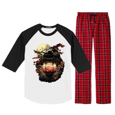 Japan Art Japanese Pagoda Lantern Sakura Blossom Aesthetic Raglan Sleeve Pajama Set