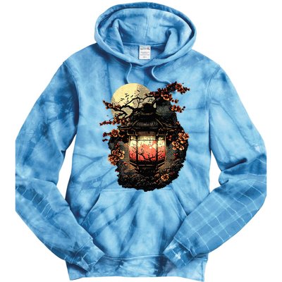 Japan Art Japanese Pagoda Lantern Sakura Blossom Aesthetic Tie Dye Hoodie