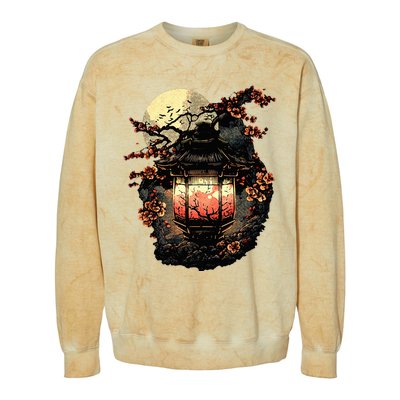 Japan Art Japanese Pagoda Lantern Sakura Blossom Aesthetic Colorblast Crewneck Sweatshirt