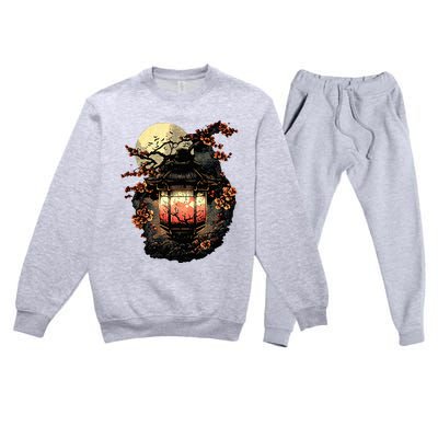 Japan Art Japanese Pagoda Lantern Sakura Blossom Aesthetic Premium Crewneck Sweatsuit Set