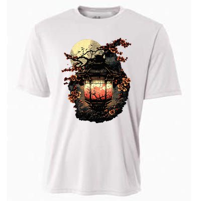 Japan Art Japanese Pagoda Lantern Sakura Blossom Aesthetic Cooling Performance Crew T-Shirt