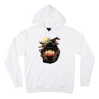 Japan Art Japanese Pagoda Lantern Sakura Blossom Aesthetic Hoodie