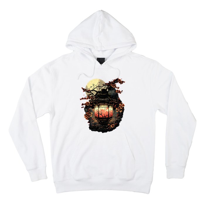 Japan Art Japanese Pagoda Lantern Sakura Blossom Aesthetic Hoodie