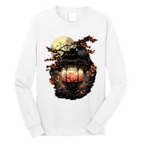 Japan Art Japanese Pagoda Lantern Sakura Blossom Aesthetic Long Sleeve Shirt