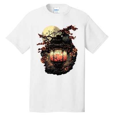 Japan Art Japanese Pagoda Lantern Sakura Blossom Aesthetic Tall T-Shirt