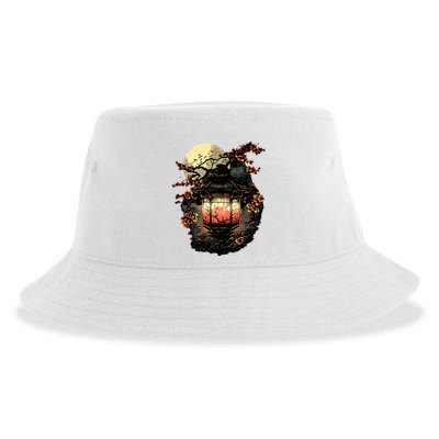 Japan Art Japanese Pagoda Lantern Sakura Blossom Aesthetic Sustainable Bucket Hat