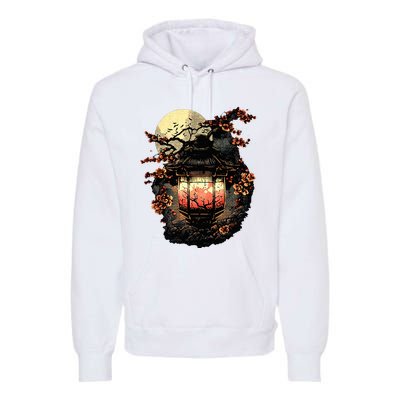 Japan Art Japanese Pagoda Lantern Sakura Blossom Aesthetic Premium Hoodie