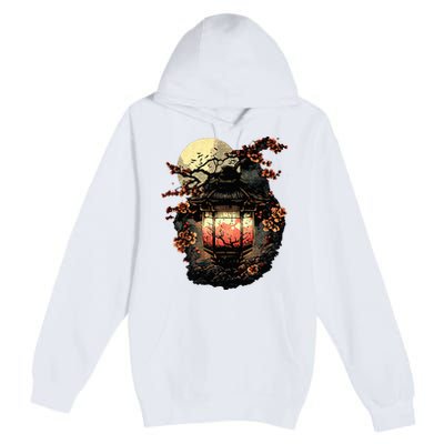 Japan Art Japanese Pagoda Lantern Sakura Blossom Aesthetic Premium Pullover Hoodie