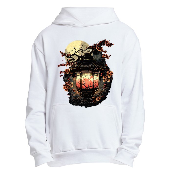 Japan Art Japanese Pagoda Lantern Sakura Blossom Aesthetic Urban Pullover Hoodie