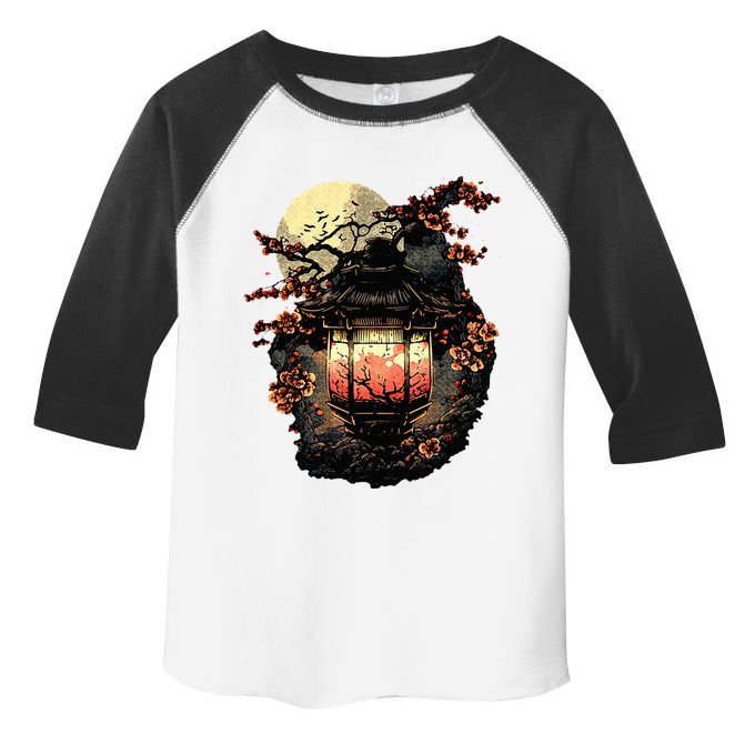 Japan Art Japanese Pagoda Lantern Sakura Blossom Aesthetic Toddler Fine Jersey T-Shirt