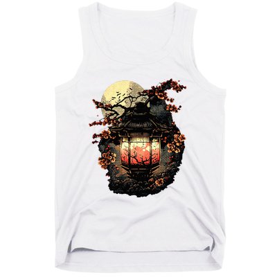 Japan Art Japanese Pagoda Lantern Sakura Blossom Aesthetic Tank Top