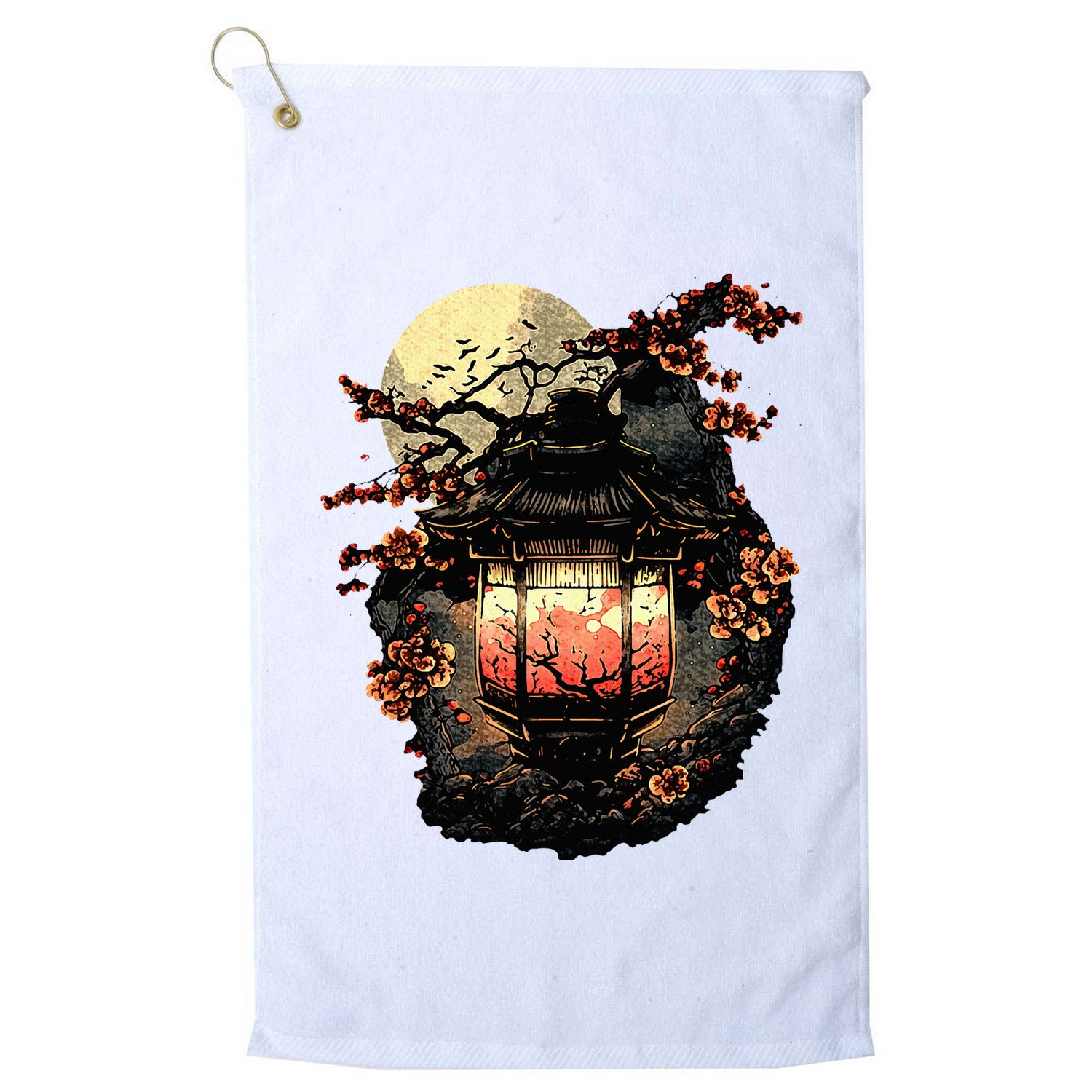 Japan Art Japanese Pagoda Lantern Sakura Blossom Aesthetic Golf Towel