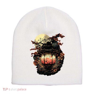Japan Art Japanese Pagoda Lantern Sakura Blossom Aesthetic Short Acrylic Beanie