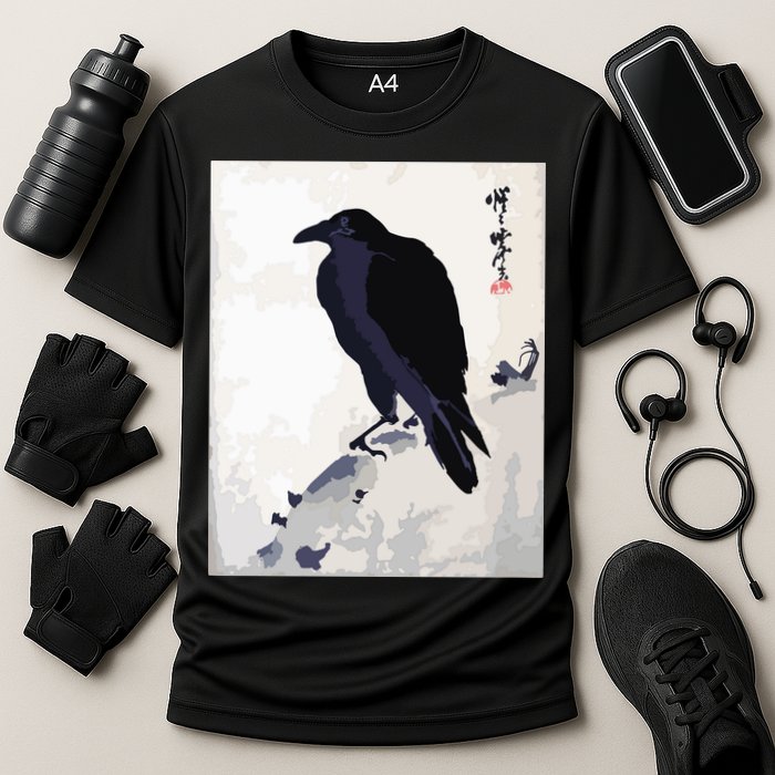 Japanese Art, Japanese Woodblock Art Print Crow Kyosai Cooling Performance Crew T-Shirt