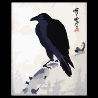 Japanese Art, Japanese Woodblock Art Print Crow Kyosai Impact Tech Backpack