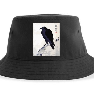 Japanese Art, Japanese Woodblock Art Print Crow Kyosai Sustainable Bucket Hat