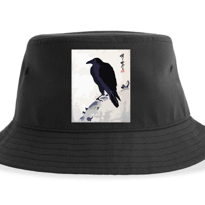 Japanese Art, Japanese Woodblock Art Print Crow Kyosai Sustainable Bucket Hat