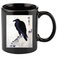 Japanese Art, Japanese Woodblock Art Print Crow Kyosai 11oz C Handle Ceramic Mug