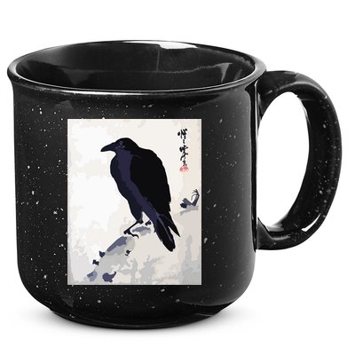 Japanese Art, Japanese Woodblock Art Print Crow Kyosai 15oz Campfire Ceramic Mug