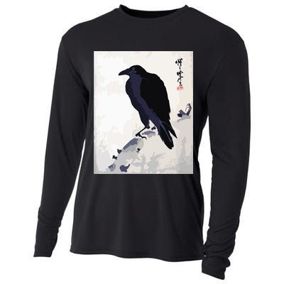 Japanese Art, Japanese Woodblock Art Print Crow Kyosai Cooling Performance Long Sleeve Crew