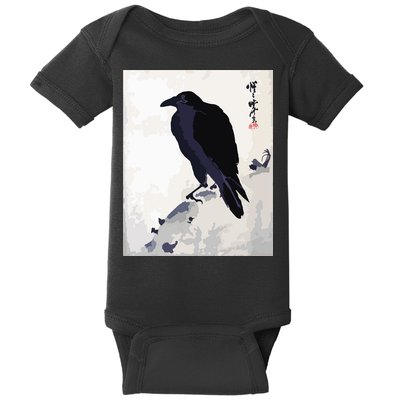 Japanese Art, Japanese Woodblock Art Print Crow Kyosai Baby Bodysuit