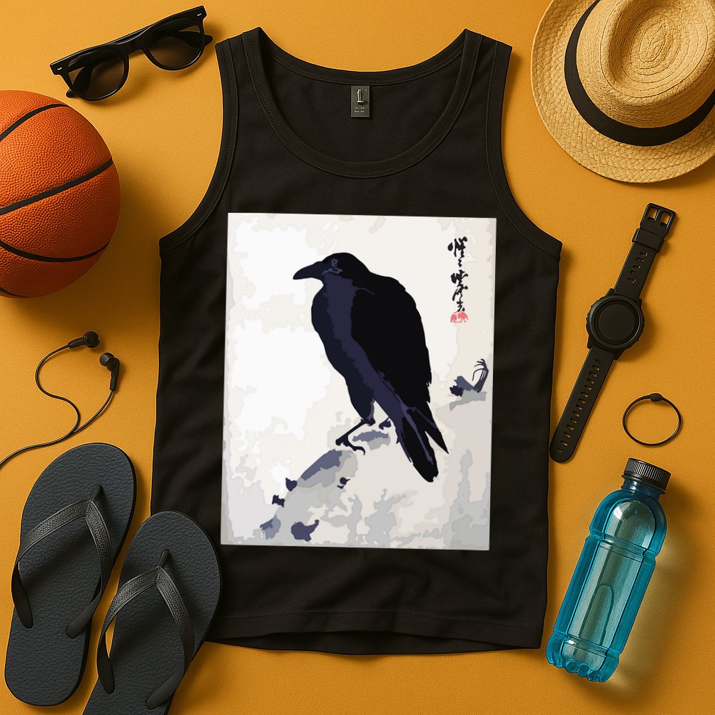 Japanese Art, Japanese Woodblock Art Print Crow Kyosai Tank Top