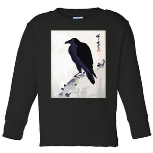 Japanese Art, Japanese Woodblock Art Print Crow Kyosai Toddler Long Sleeve Shirt