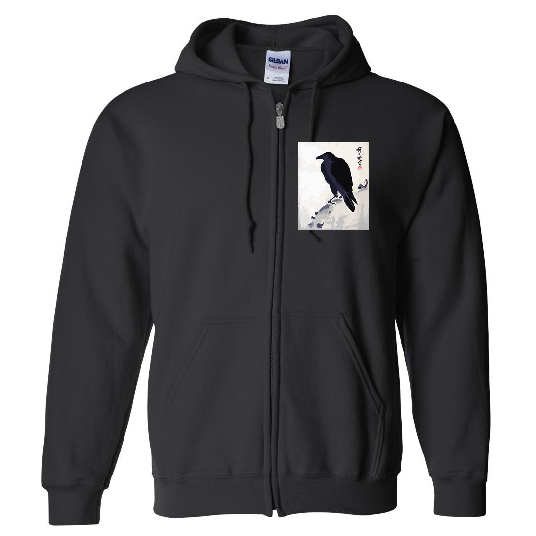 Japanese Art, Japanese Woodblock Art Print Crow Kyosai Full Zip Hoodie