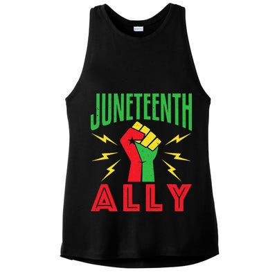 Juneteenth Ally June 19 Support Protest Pride Fist Ladies PosiCharge Tri-Blend Wicking Tank