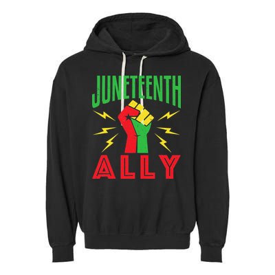 Juneteenth Ally June 19 Support Protest Pride Fist Garment-Dyed Fleece Hoodie