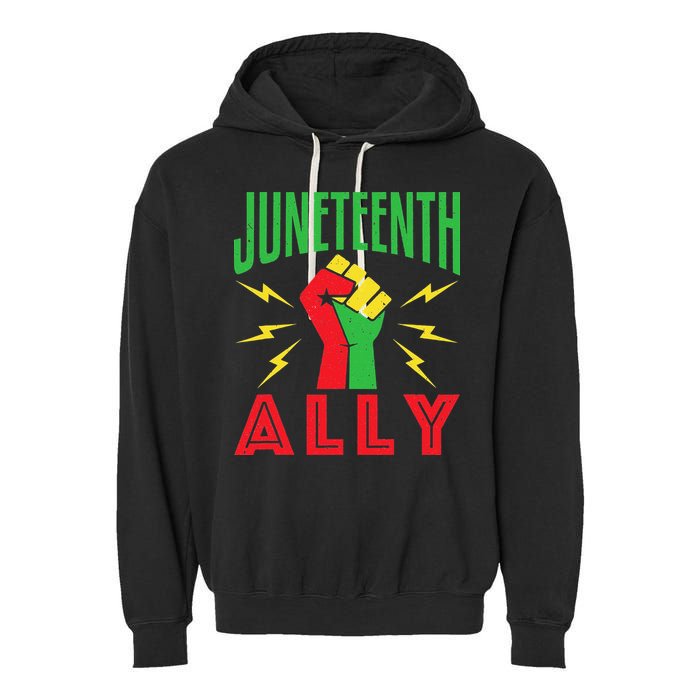 Juneteenth Ally June 19 Support Protest Pride Fist Garment-Dyed Fleece Hoodie