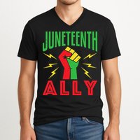 Juneteenth Ally June 19 Support Protest Pride Fist V-Neck T-Shirt