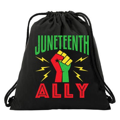 Juneteenth Ally June 19 Support Protest Pride Fist Drawstring Bag
