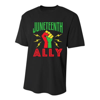 Juneteenth Ally June 19 Support Protest Pride Fist Youth Performance Sprint T-Shirt