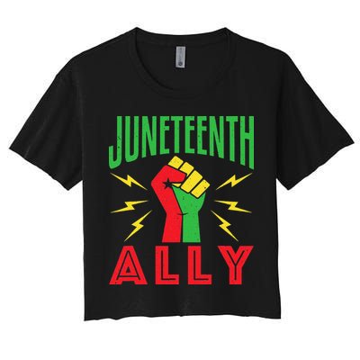Juneteenth Ally June 19 Support Protest Pride Fist Crop Top