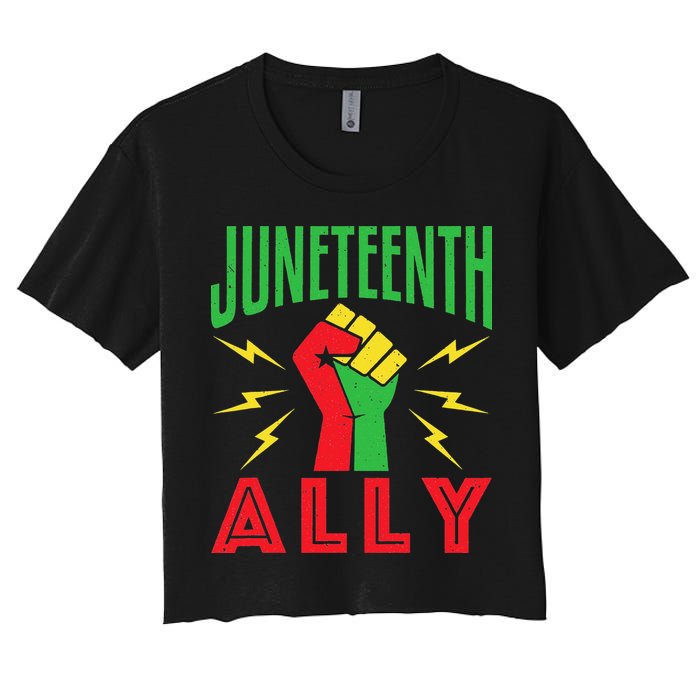 Juneteenth Ally June 19 Support Protest Pride Fist Crop Top