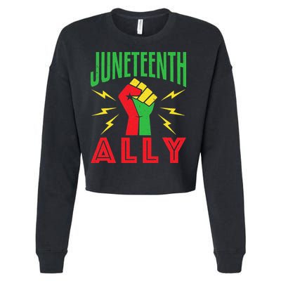 Juneteenth Ally June 19 Support Protest Pride Fist Cropped Pullover Crew