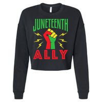 Juneteenth Ally June 19 Support Protest Pride Fist Cropped Pullover Crew