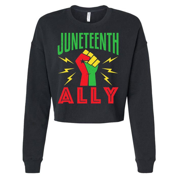 Juneteenth Ally June 19 Support Protest Pride Fist Cropped Pullover Crew