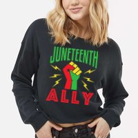 Juneteenth Ally June 19 Support Protest Pride Fist Cropped Pullover Crew