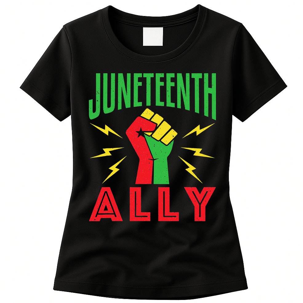 Juneteenth Ally June 19 Support Protest Pride Fist Womens T-Shirt