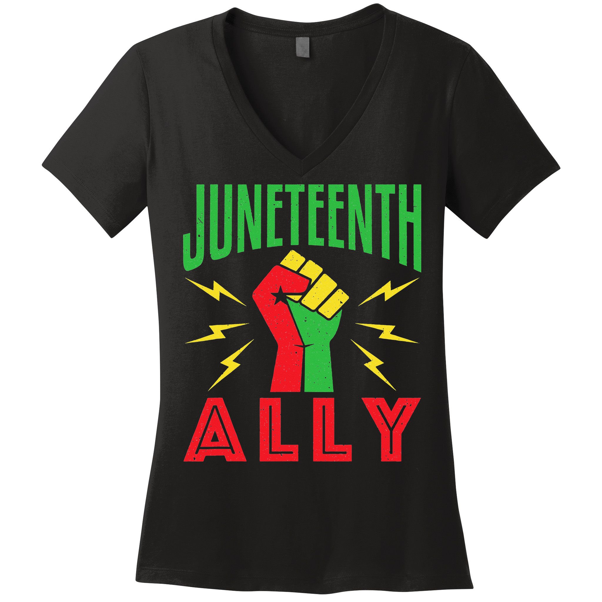 Juneteenth Ally June 19 Support Protest Pride Fist Women's V-Neck T-Shirt