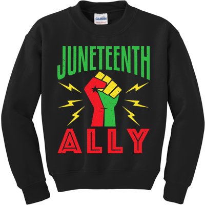 Juneteenth Ally June 19 Support Protest Pride Fist Kids Sweatshirt