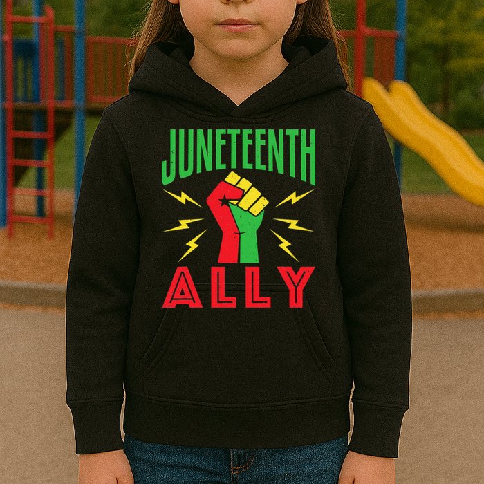 Juneteenth Ally June 19 Support Protest Pride Fist Kids Hoodie